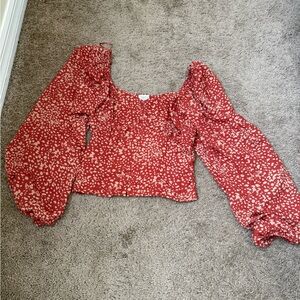 Sienna Sky Scarlet and Cream Patterned Blouse